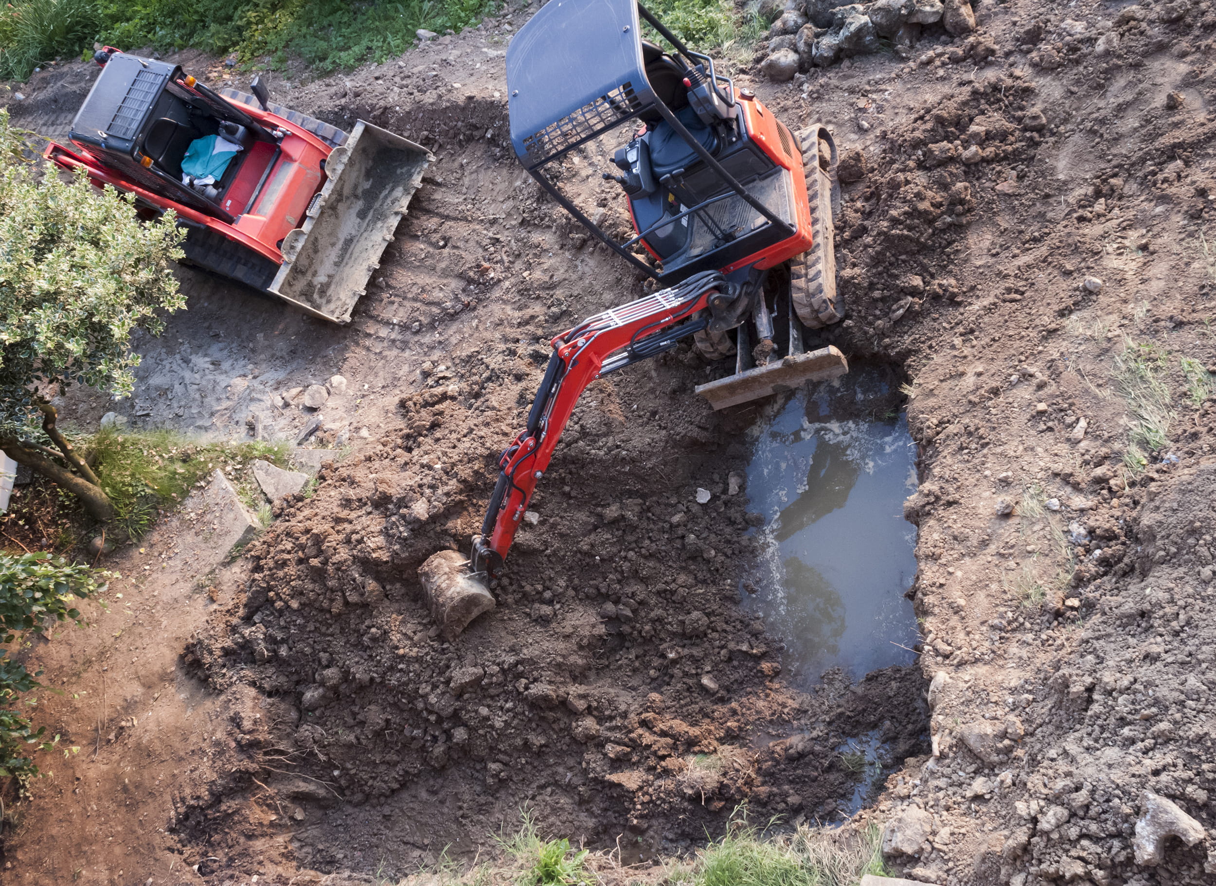 land remediation with digger