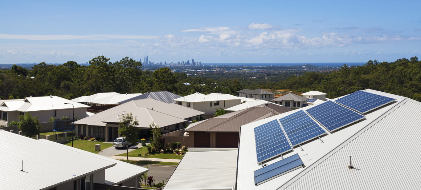 Solar panels on house rooftop