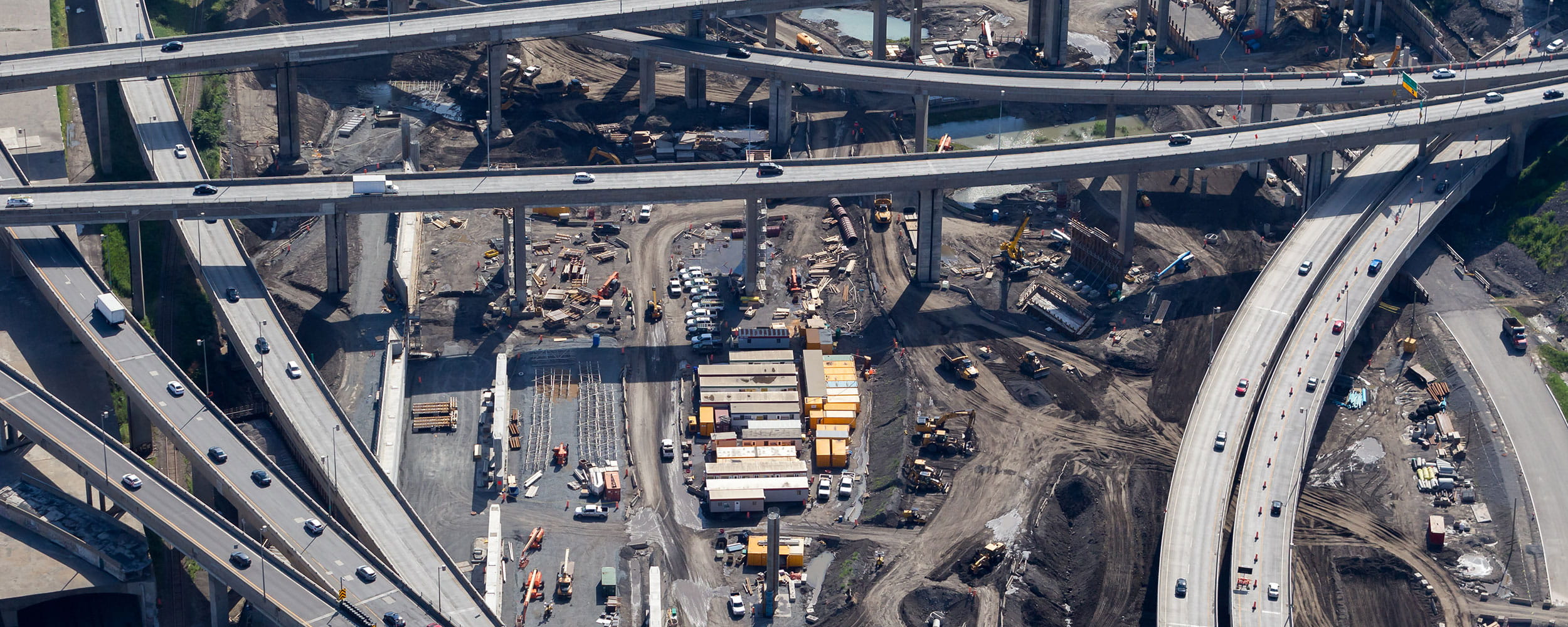 Aerial view of road construction