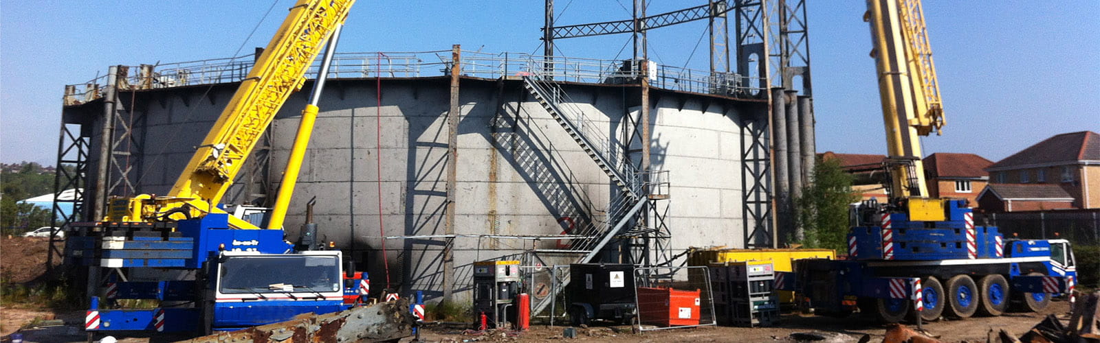 Demolition of an old gasholder in the United Kingdom
